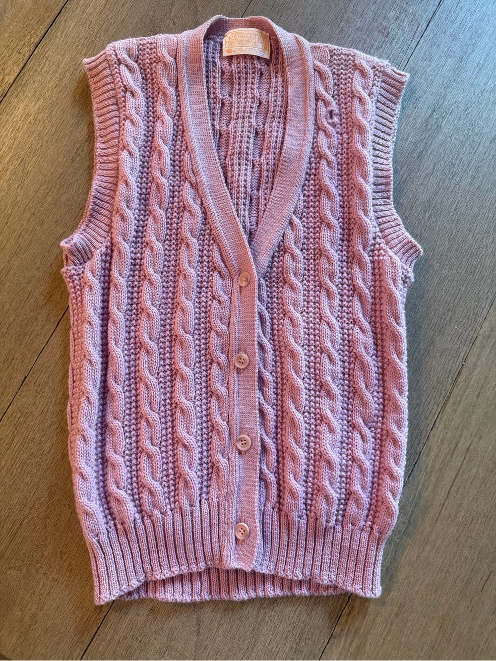 Pendleton Lavender/pink Cable-Knit Button Vest